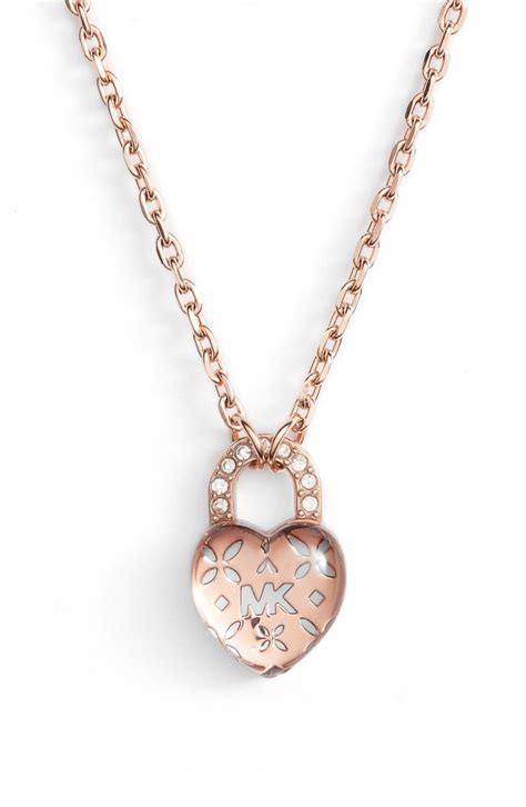 michael kors padlock necklace|Michael Kors gold heart necklace.